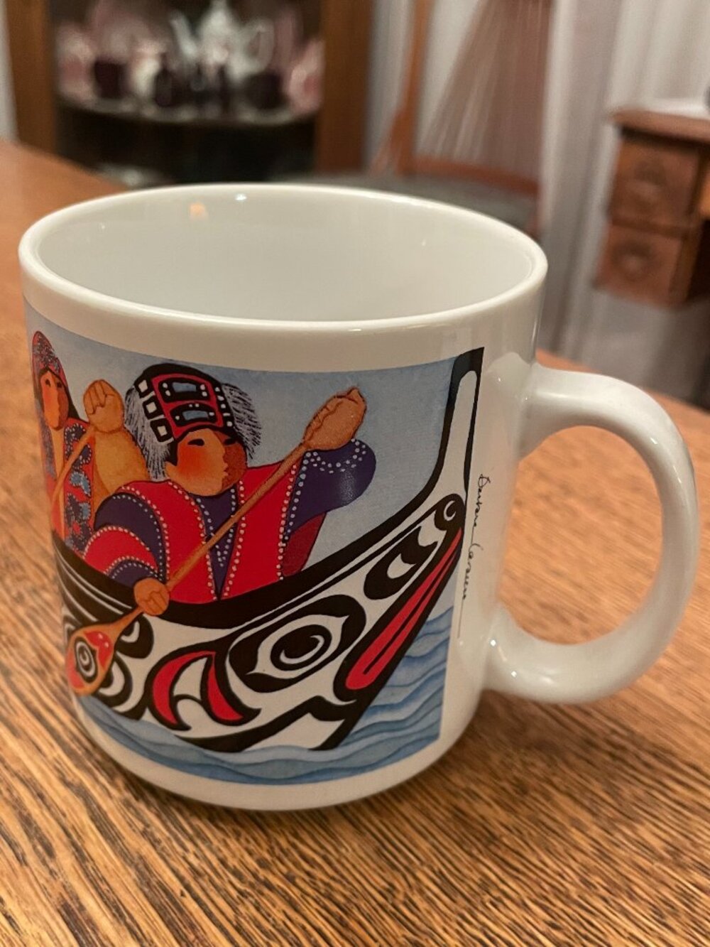 Barbara Lavallee Tlingit Canoe Indigenous Art Coffee Cup Mug 12 ounces